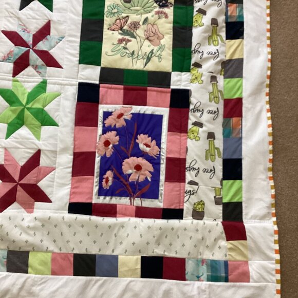 New Handmade T-Shirt Quilt Throw Thick Blanket Warm Winter Bedding - Picture 4 of 14